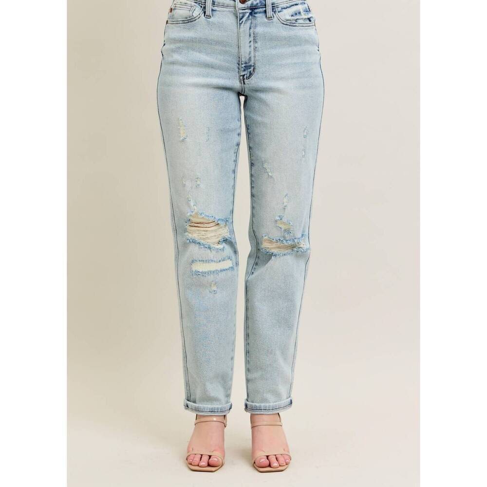 NEW JUDY BLUE raina mid-rise boyfriend jean in beige